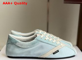 Celine The Flat Sneaker in Gros Grain Velvet Suede Goatskin and Lambskin Light Blue and Optic White Replica