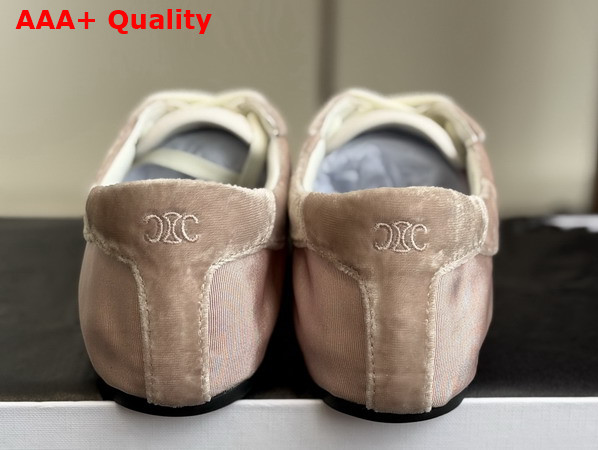 Celine The Flat Sneaker in Gros Grain Velvet Suede Goatskin and Lambskin Pink and Black Replica