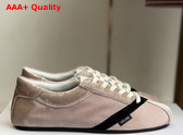 Celine The Flat Sneaker in Gros Grain Velvet Suede Goatskin and Lambskin Pink and Black Replica