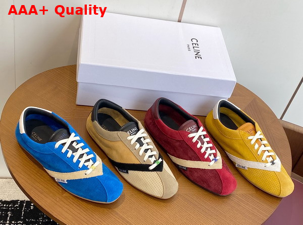 Celine The Flat Sneaker in Suede Calfskin and Lambskin 368395495 Replica
