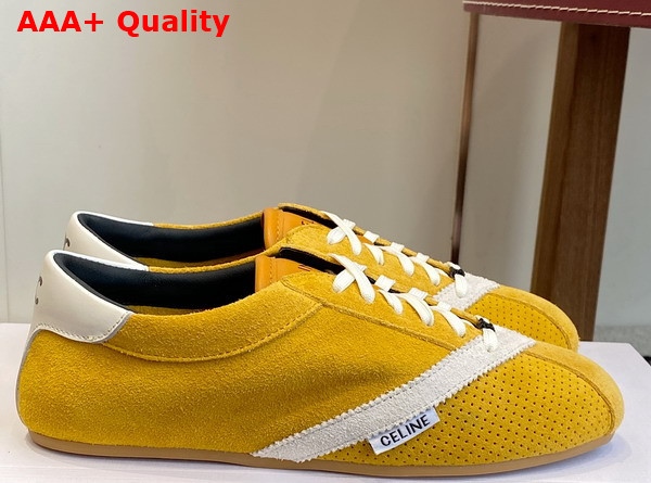 Celine The Flat Sneaker in Suede Calfskin and Lambskin 368395495 Replica