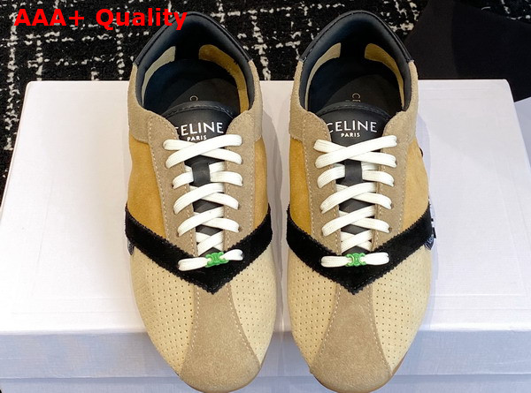 Celine The Flat Sneaker in Suede Calfskin and Lambskin 368395495 Replica