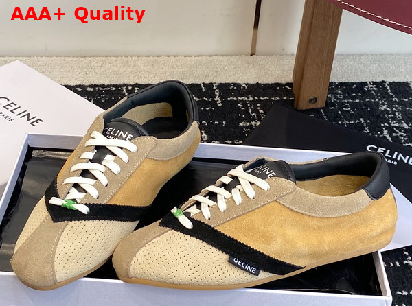 Celine The Flat Sneaker in Suede Calfskin and Lambskin 368395495 Replica