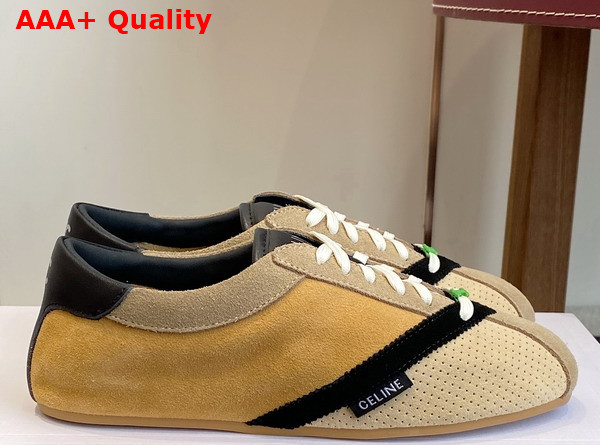 Celine The Flat Sneaker in Suede Calfskin and Lambskin 368395495 Replica