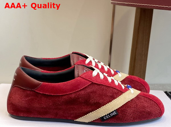Celine The Flat Sneaker in Suede Calfskin and Lambskin 368395495 Replica