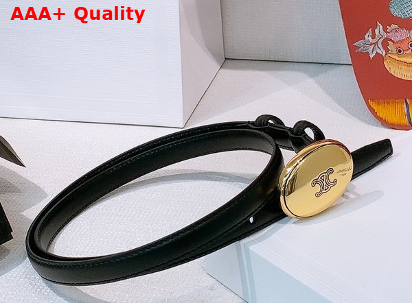 Celine Thin Plate Belt 13mm in Taurillon Leather Black Replica