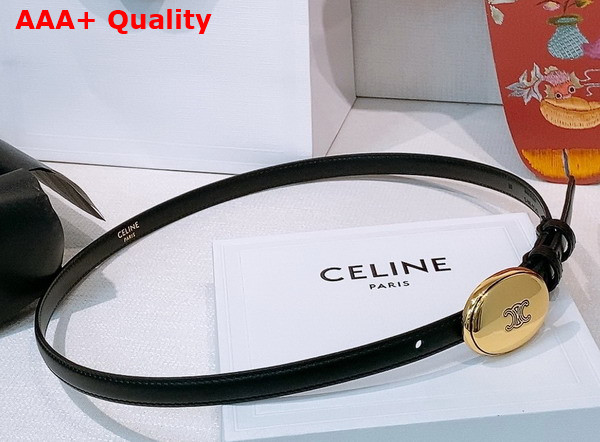 Celine Thin Plate Belt 13mm in Taurillon Leather Black Replica