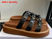 Celine Tippi Slide in Black Calfskin Replica