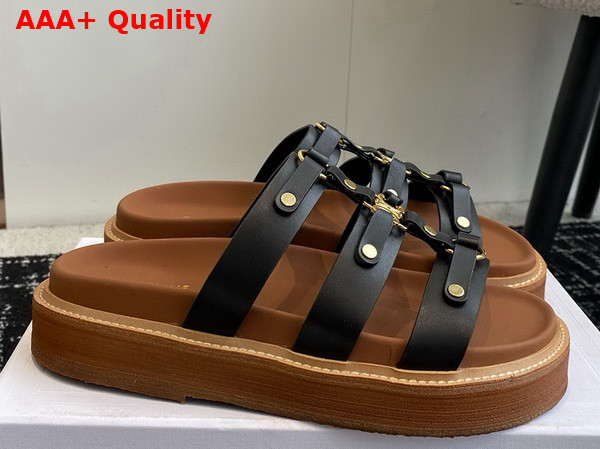Celine Tippi Slide in Black Calfskin Replica