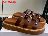 Celine Tippi Slide in Dark Brown Calfskin Replica