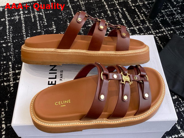 Celine Tippi Slide in Dark Brown Calfskin Replica