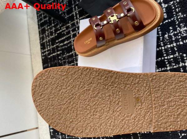 Celine Tippi Slide in Dark Brown Calfskin Replica