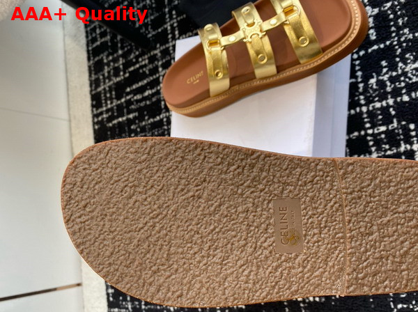 Celine Tippi Slide in Gold Calfskin Replica
