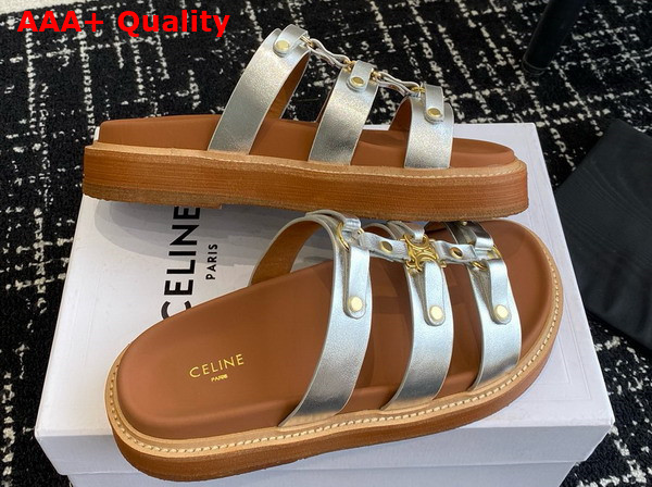 Celine Tippi Slide in Silver Calfskin Replica