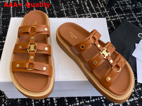Celine Tippi Slide in Tan Calfskin Replica