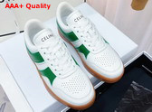 Celine Trainer Low Lace Up Sneaker in Calfskin Optic White Flash Green Replica