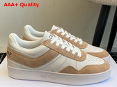Celine Trainer Low Lace Up Sneaker in Calfskin and Suede White and Beige Replica