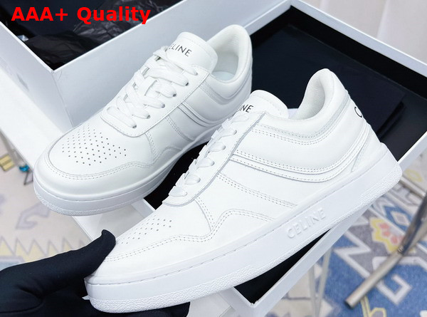 Celine Trainer Low Lace Up Sneaker in Optic White Calfskin Replica