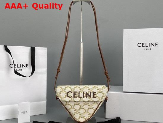 Celine Triangle Bag in Triomphe Canvas with Celine Print White Replica
