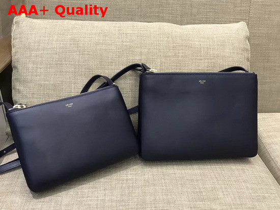 Celine Trio Bag Navy Blue Real Leather Replica