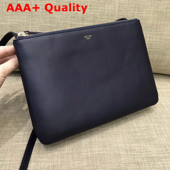 Celine Trio Bag Navy Blue Real Leather Replica