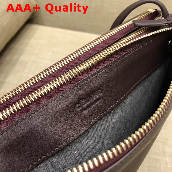 Celine Trio Bag in Burgundy Smooth Calf Leather Replica