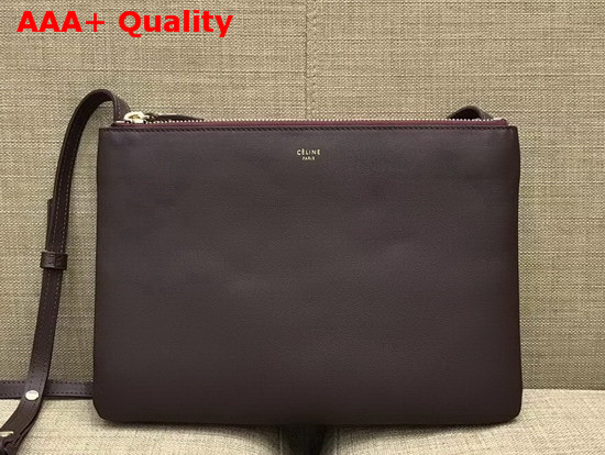 Celine Trio Bag in Burgundy Smooth Calf Leather Replica