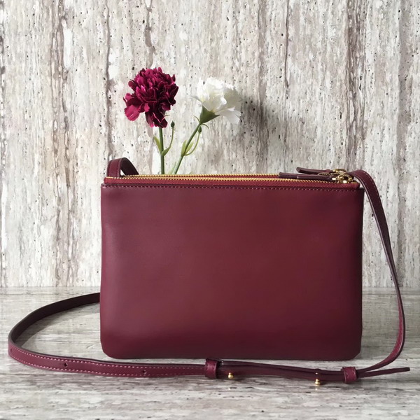 Celine Trio Bag in Dark Red Calfskin Liege For Sale