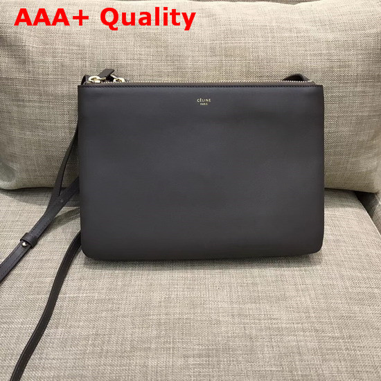 Celine Trio Bag in Grey Real Leather Replica