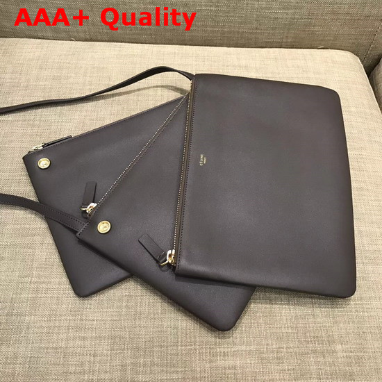 Celine Trio Bag in Grey Real Leather Replica
