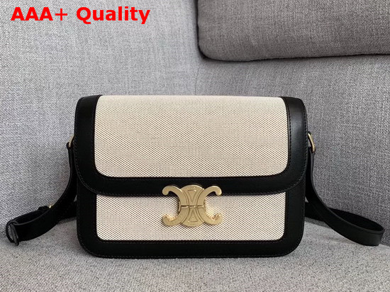 Celine Triomphe Bag in Textile and Natural Calfskin Black and White Replica