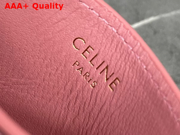 Celine Triomphe Card Holder in Pastel Pink Shiny Calfskin Replica