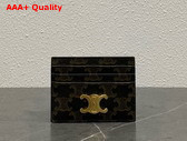 Celine Triomphe Card Holder in Triomphe Canvas Tan Replica