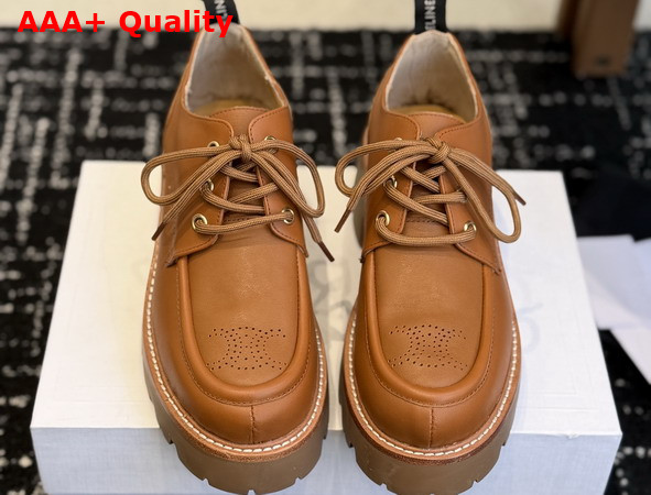 Celine Triomphe Derbies in Calfskin Toffee Replica