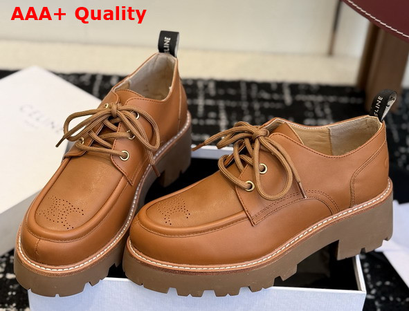 Celine Triomphe Derbies in Calfskin Toffee Replica