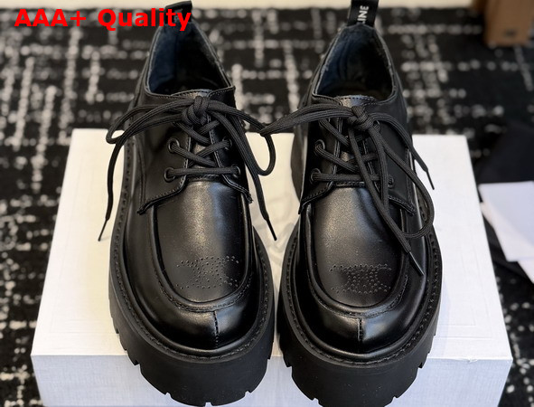 Celine Triomphe Derbies in Shiny Bull Black Replica