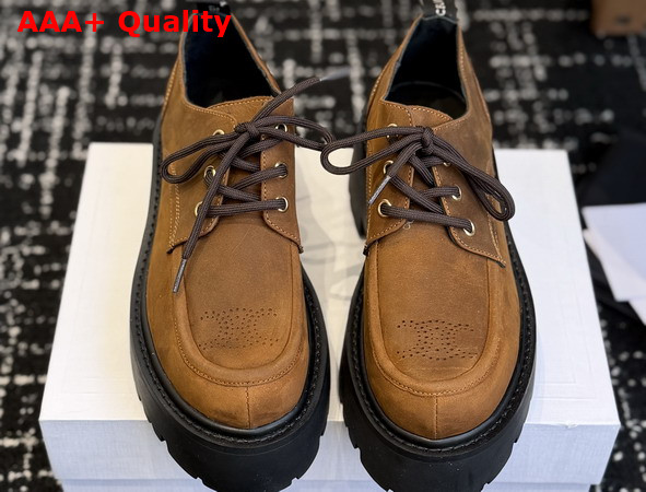 Celine Triomphe Derbies in Waxed Suede Calfskin Dark Brown Replica