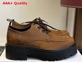 Celine Triomphe Derbies in Waxed Suede Calfskin Dark Brown Replica