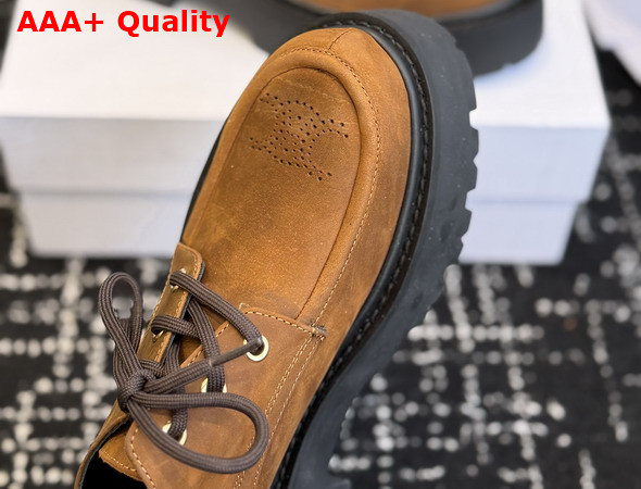 Celine Triomphe Derbies in Waxed Suede Calfskin Dark Brown Replica