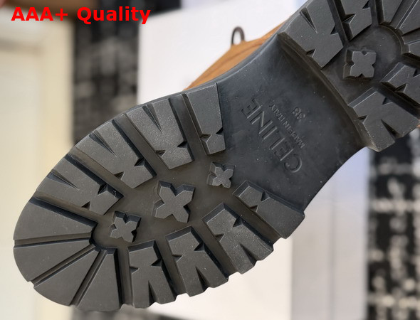 Celine Triomphe Derbies in Waxed Suede Calfskin Dark Brown Replica