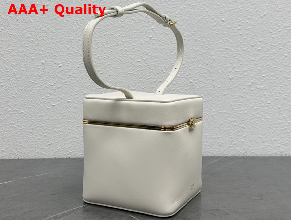 Celine Triomphe Frame Cube in Supple Calfskin White Cotton Replica