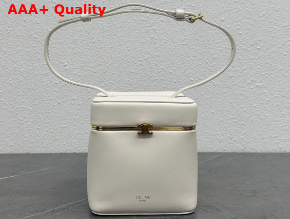 Celine Triomphe Frame Cube in Supple Calfskin White Cotton Replica