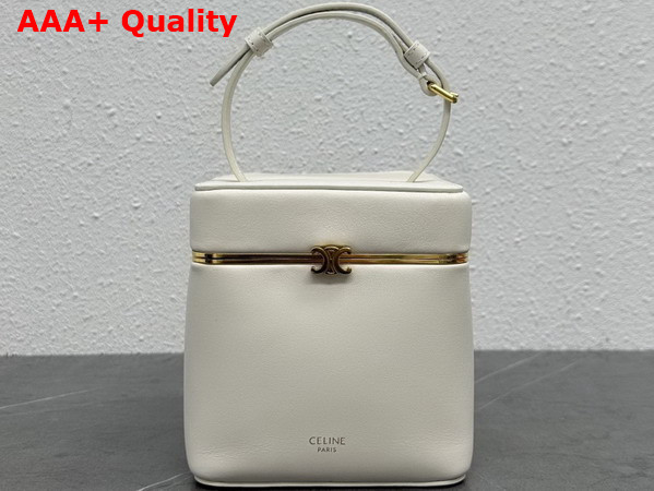 Celine Triomphe Frame Cube in Supple Calfskin White Cotton Replica