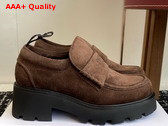 Celine Triomphe Loafer in Brown Suede Leather Replica