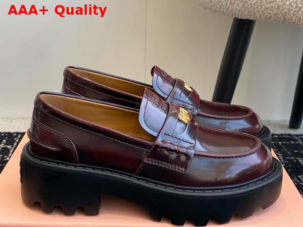 Celine Triomphe Loafer in Burgundy Polished Bull Replica