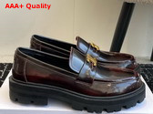 Celine Triomphe Loafer in Dark Burgundy Polished Bull Replica