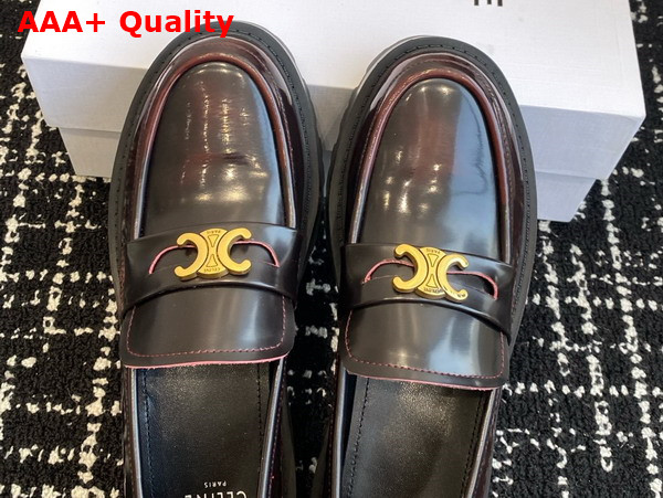 Celine Triomphe Loafer in Dark Burgundy Polished Bull Replica