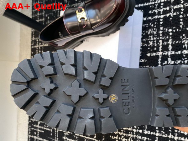 Celine Triomphe Loafer in Dark Burgundy Polished Bull Replica