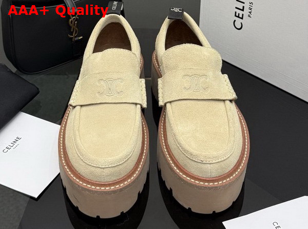 Celine Triomphe Loafers in Beige Suede Calfskin Replica