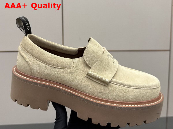 Celine Triomphe Loafers in Beige Suede Calfskin Replica